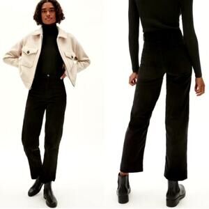 Everlane Corduroy Black High Rise Straight Leg Pants Size 26